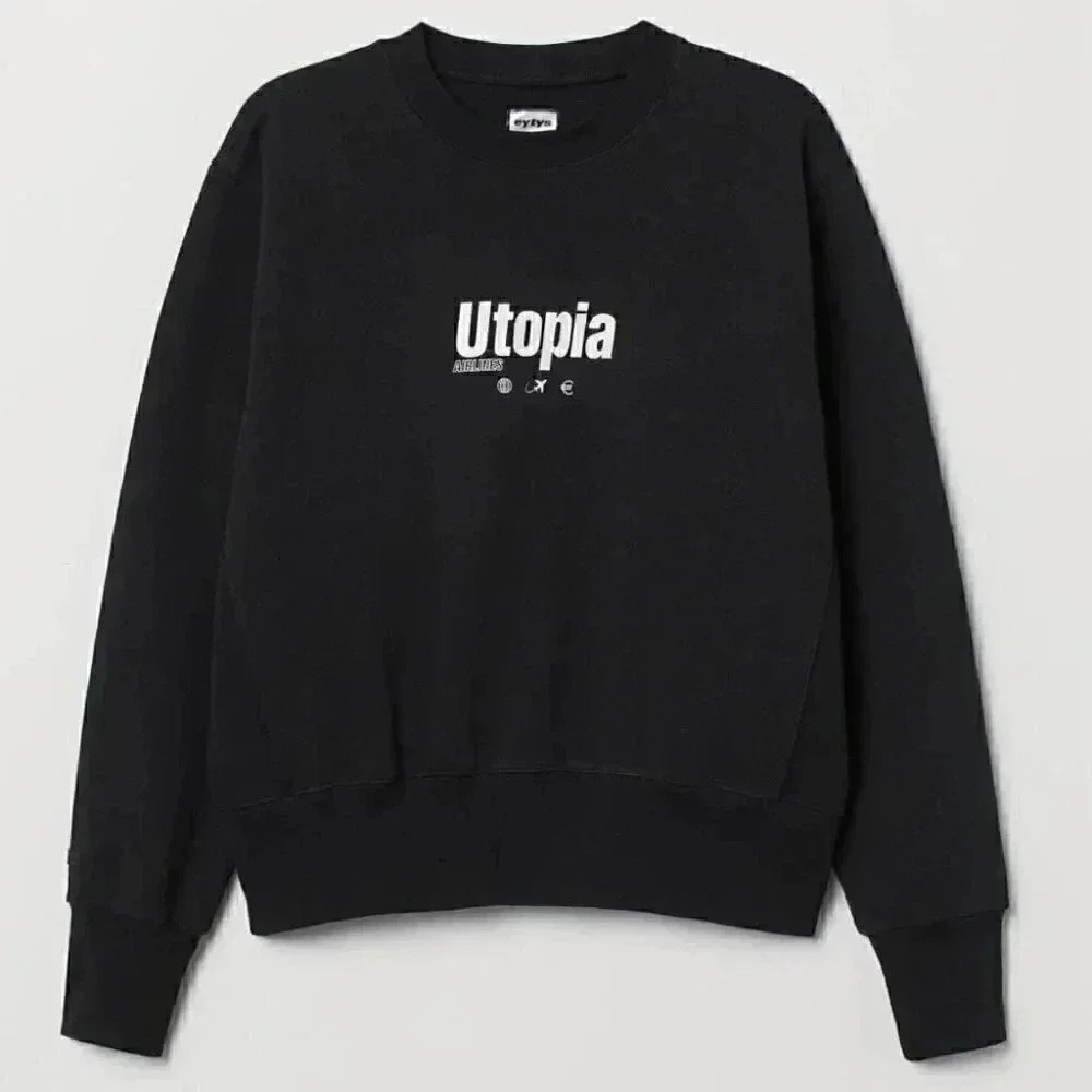 EXYTS x HM black crew neck casual relaxed fit cotton long sleeve sweatshirt S